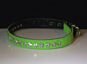 Cuello de Perro Estrás Joya Cristal Genuino Impresionante Brillante Pequeña Mascota Verde Neón - Imagen 1 de 6