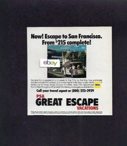 PSA PACIFIC SOUTHWEST GREAT ESCAPE VACATIONS TO SAN FRANCISCO 1987 AD - Bild 1 von 1