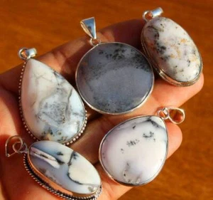 Dendrite Opal Gemstone 925 Sterling Silver Plated Wholesale Hippie Pendant Lot - Picture 1 of 4