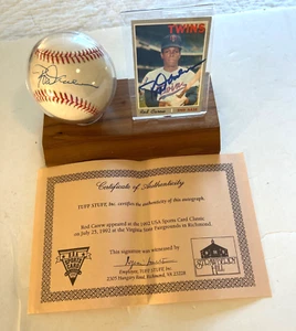 Signed Official American League Baseball Rod Carew COA w/ Signed 1970 Card - Picture 1 of 7