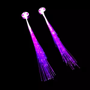 2 mechones de pelo LED Party con extensiones de fibra de vidrio brillante pinzas para el cabello rosa - Imagen 1 de 8