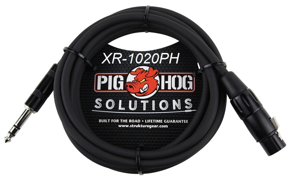 Cable de audio PigHog equilibrado blindado blindado de 3 pines TRS macho a XLR de 20 pies 1/4" Foto 1 de 1