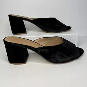 Madewell black soft velvet leather slip on block heel open toe sandal women's 9 - Picture 1 of 12