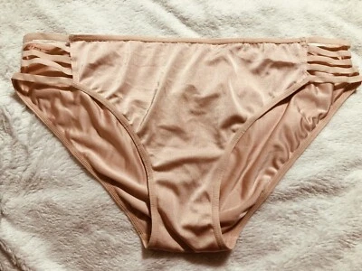 vintage panties Satin Stretch Shimmer Shiny Brief Bikini Size 3xL Faint Pink - Image 1 of 4