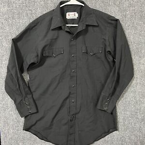 Vintage H Bar C Western Shirt Mens 16-32 Black Pearl Snap California Ranchwear *