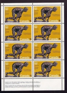 Canadá 1975 "The Sprinter" $1 Juegos Olímpicos de Montreal, MNH LL panel de 8, sc#656 - Imagen 1 de 1