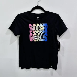 Adidas Shirt Youth Girls Sz L Short Sleeve T-Shirt Dri-Fit Soccer Goals Black - Picture 1 of 4