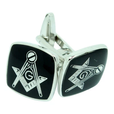 Gemelos de masonería masónica negros y plateados Foto 1 de 3