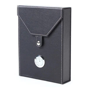 Portable Cigar Case Cedar Wood Leather Travel Humidor Storage Box 10-15 Cigars - Picture 1 of 11