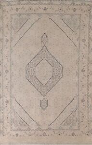 Muted Distressed Traditional Area Rug 7x10 Hand-knotted Geometric Carpet