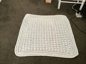 Crochet Baby Blanket/ Christening Pattern White 850 mmX850mm - Picture 1 of 5