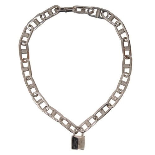 Dior Raymond Pettibon Logo Ciondolo Collana Lucchetto Bici Link Catena Argento