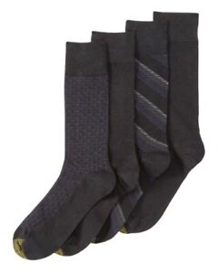 Gold Toe Men's Black/Gray/Purple Stripe Dress Socks - Shoe Sz 6-12.5 NWT - 4 Pk