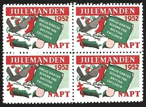Greenland 1952 Bird NAPT Julemanden Santa Claus #2 TB Xmas Cinderella BLOCK VFNH - Picture 1 of 2