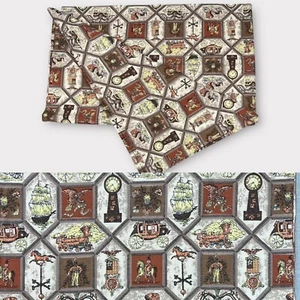 Vintage Fabric Remnant Piece Colonial Print Sewing Crafts Home Decor 54" x 67" - Picture 1 of 3