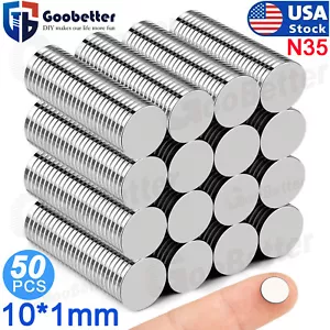 50Pcs 10*1mm Round Disc Magnets Rare-Earth Neodymium Magnet N35 Super Strong - Picture 1 of 8