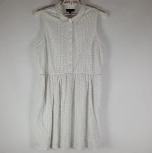 Vestido Lane Bryant talla 26 para mujer blanco sin mangas Empire con botones en la cintura medio forrado - Imagen 1 de 11