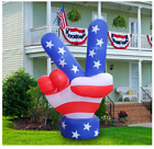 6' Air Blown Self-Inflatable Lighted Patriotic  4th of July USA Peace Hand