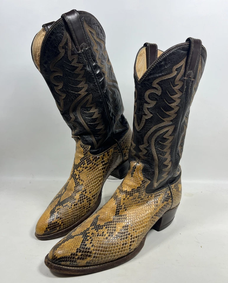 JUSTIN ботинки мужские 9 питон змеиная кожа ковбой Western кожи 8621 коричневый - Изображение 1 из 4