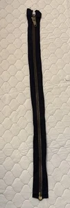 Vtg Crown Zipper Reversible Brass Metal 17” Black Heavy Duty - Picture 1 of 3