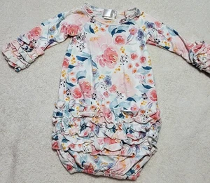 Vestido para dormir manga larga con volantes estampado floral bebé boutique algodón recién nacido 0 - Imagen 1 de 5
