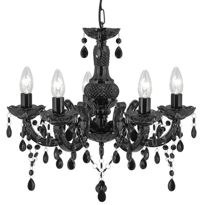 Lampadario Classico Marie Therese Vetro Nero Policarbonato 5 Luci E14 - Immagine 1 di 4