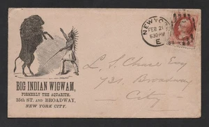 US 1875 SCOTT #178 TIED NEW YORK ON ADVERTISING "BIG INDIAN WIGWAM" - Picture 1 of 2