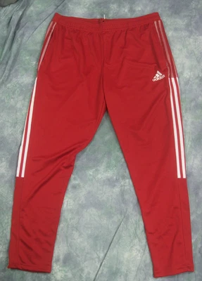 ADIDAS TIRO TRACK MENS PANTS  AeroReady Knit Soccer FUTBOL RED WHITE  XL - Image 1 of 4