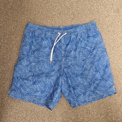 Lands' End Swim Shorts Mens Large Blue Hawaiian Print Mesh Lined Swim Trunks - Image 1 of 4