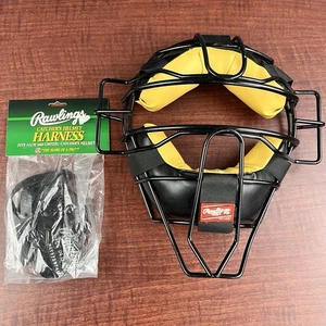 Rawlings Umpire Mask Black Face Guard Beige Padding PWMX Clean With New Strap - Picture 1 of 10