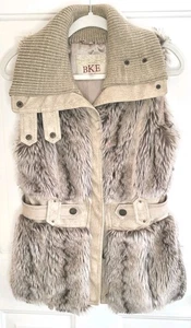 BKE Kunstfell Weste Damen beige Rippstrick Kragen Taschen Gr. M Winter Lagenlook - Bild 1 von 15