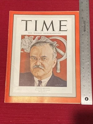 Time Magazine October 25, 1943 WW2 Russian Stalin Associate Vyacheslav Molotov - Image 1 of 2