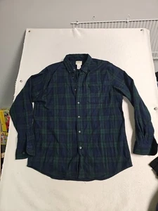 LL Bean Shirt Men L Blue Green Plaid Flannel Button Down Checker Traditional Fit - Picture 1 of 5
