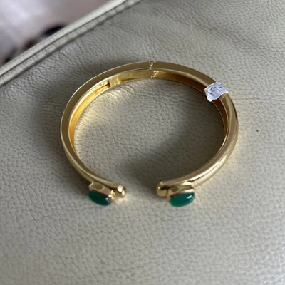 Brazalete grueso Oliver Bonas Gloria chapado en oro de 10 k ónix verde precio de venta sugerido por el fabricante 65 GBP nuevo con etiquetas Foto 1 de 3