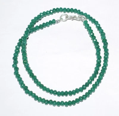 Collar de plata esterlina con cuentas de jade esmeralda de 17" regalo de esposa joyería de cumpleaños Foto 1 de 3