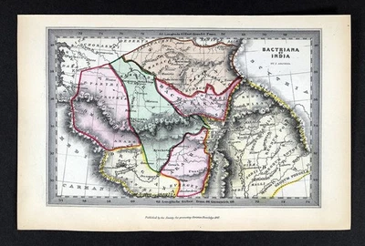 Mapa de Arquero SPCK 1847 Antigua Bactriana Bactria India Partia Aria Antigua Persia Foto 1 de 4