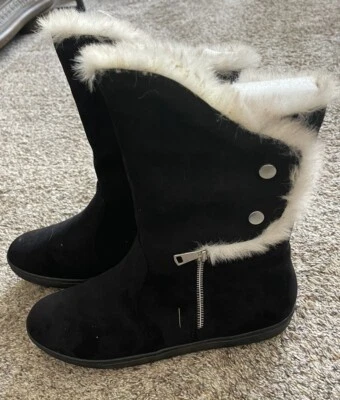 Bellini Womens Black Furry Faux Fur Zipper Winter & Snow Boots Size 13 - Image 1 of 4