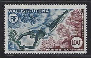 1962 Wallis & Futuna Islands Scott #C16 - Francobollo posta aerea subacqueo 100fr Shell - MNH - Foto 1 di 2