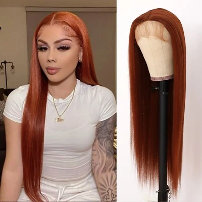 Long Straight Hair Lace Front Wigs Synthetic Glueless Heat Safe Women Party Use - Image 1 of 4