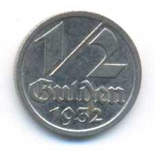 Poland Danzig Free City Nickel Coin 1/2 Gulden 1932 VF/XF RARE
