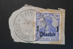 GERMANIA,GERMANY, KOLONIEN ,1905 Turkei"F Germania SVR" 1pia. su 20pf Mi.38 US - Picture 1 of 1