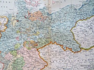 German Empire Prussia Bavaria Saxony Rhineland 1892 Meyer color litho map - Picture 1 of 4