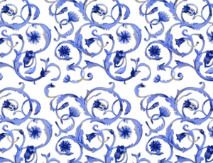Allover Chintz Blue Scroll 9 x 13.5 Inch Overglaze Ceramic Decal Sheet - Picture 1 of 2