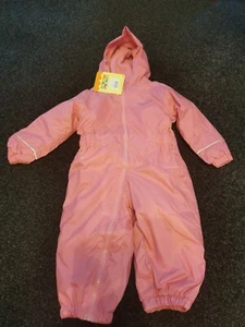 Girls Regatta Pink Fleece Hooded Rain Suit Puddle Jumper Age 6 - 12 Months BNWT - Picture 1 of 5