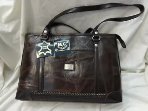 Bolso de hombro/cartera de cuero marrón envejecido con cremallera MC - Imagen 1 de 24