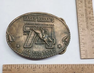 LARRY MAHAN'S EXPO 74 - ALL PRO RODEO - Al Shelton - belt BUCKLE - listing #7562 - Picture 1 of 9