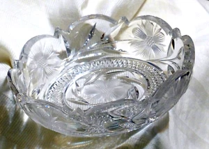american brilliant clear cut glass berry or butter dish - Picture 1 of 7