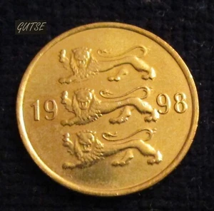 ESTONIA, 10 SENTI 1998. TRES LEONES, SIN CIRCULAR. - Imagen 1 de 2