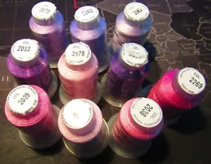 Polyester Machine Embroidery Thread, 10 different purple/pink 500m Spools - Picture 1 of 3