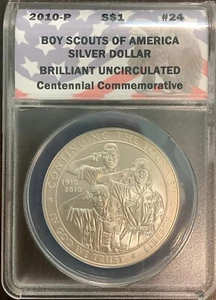 2010-P BOY SCOUTS SILVER DOLLAR BRILLIANT UNCIRCULATED COMMEMERATIVE - Picture 1 of 4